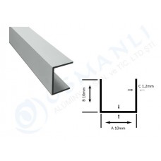 Alüminyum U profil 10mm  x 10mm  x  10mm  x1.2mm