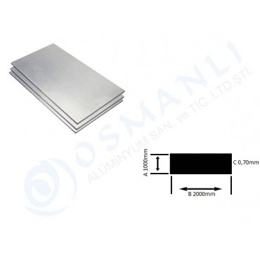 Alüminyum Levha 1000mm  x 2000mm  0,70mm